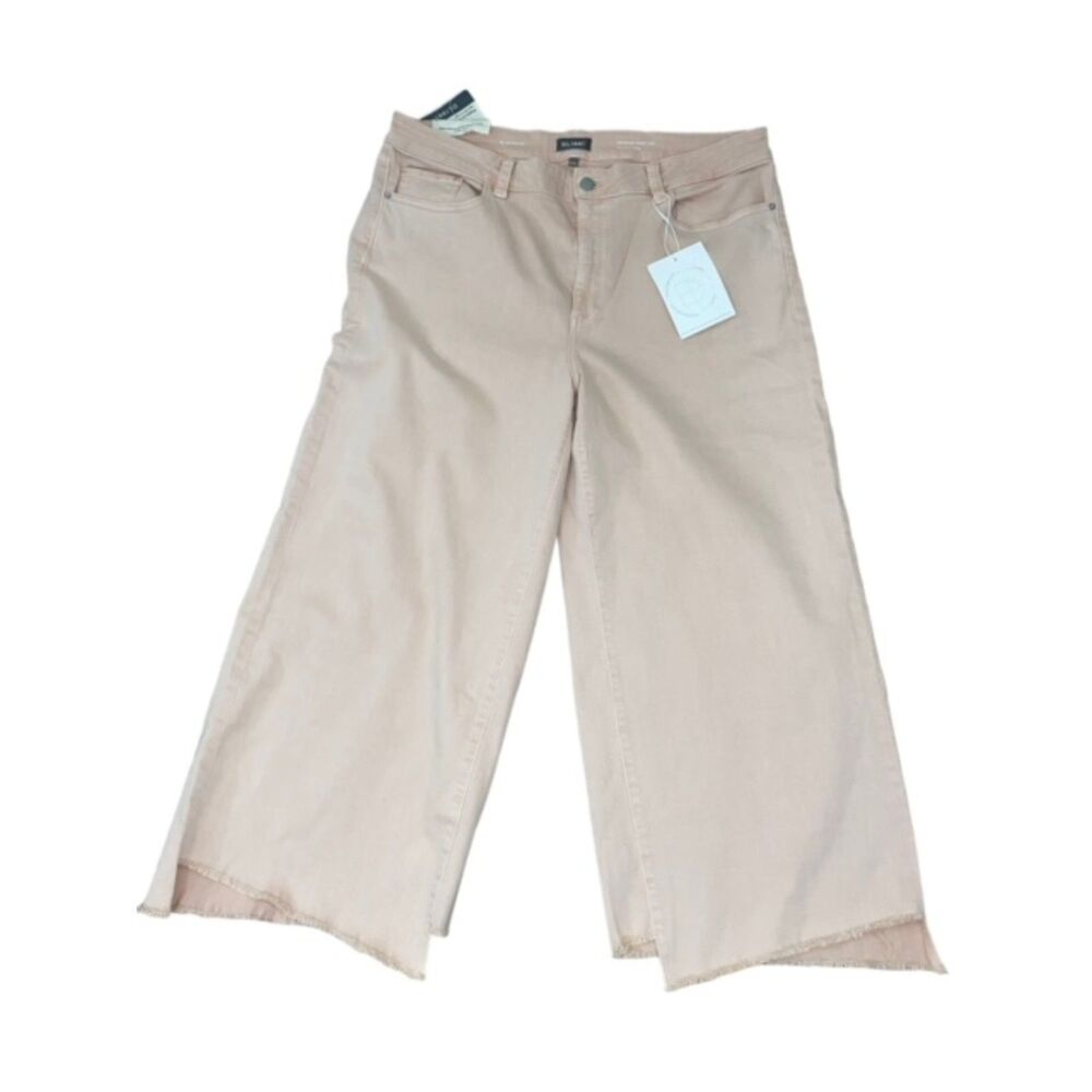 NWT DL1961 Hepburn Wide Leg‎ High Rise Vintage Bellini Pink Raw Hem Jeans Sz 20W